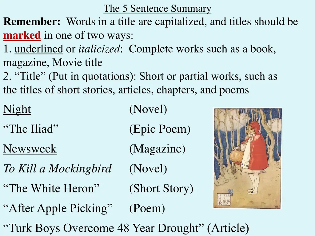 the 5 sentence summary 4
