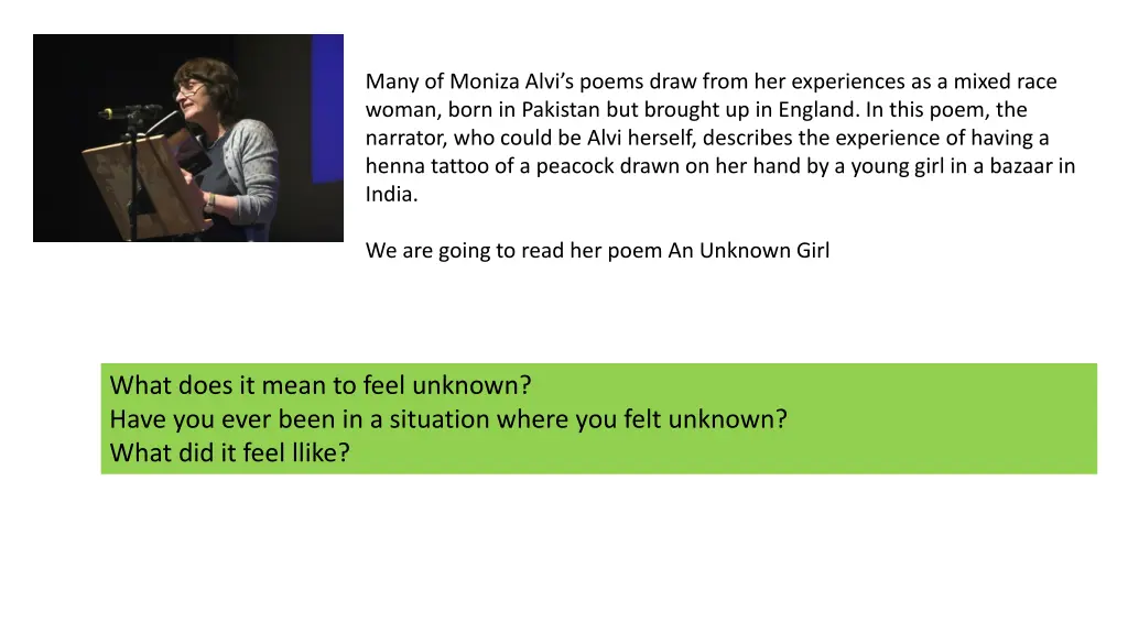 many of moniza alvi s poems draw from
