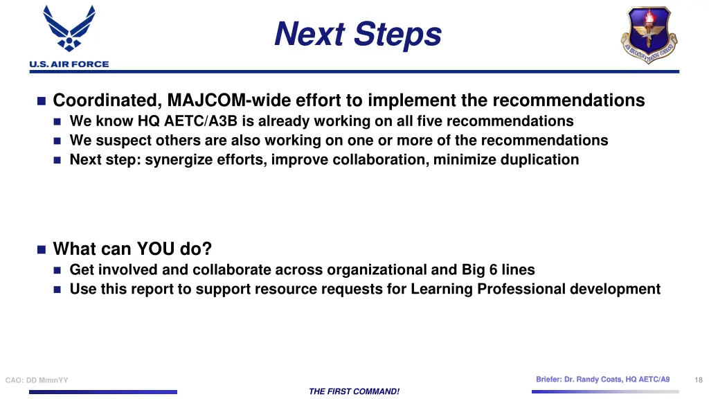 next steps
