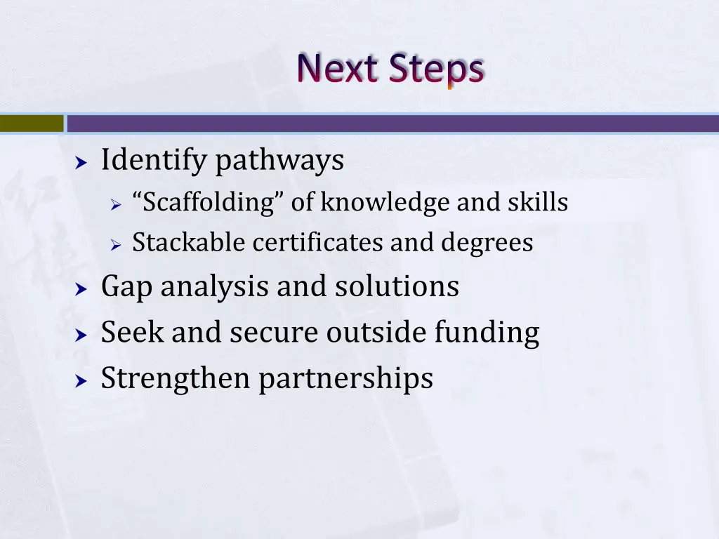 next steps