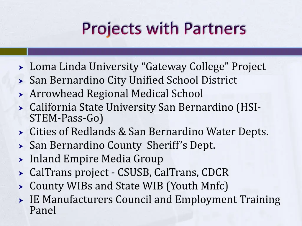 projects with partners