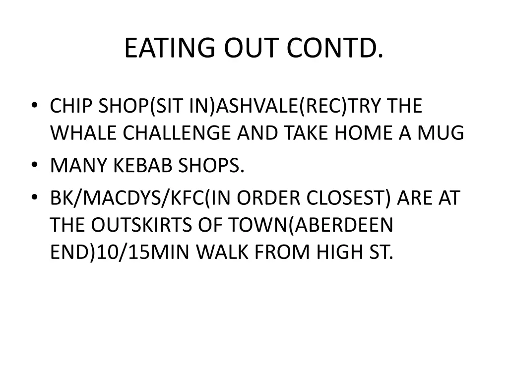 eating out contd