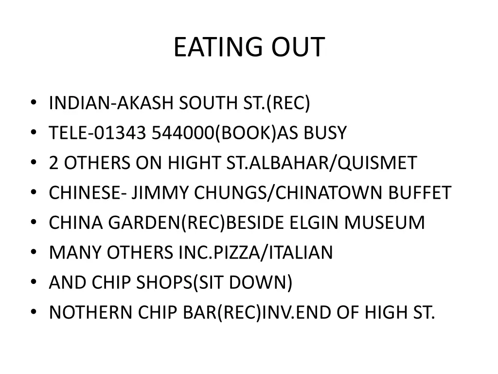 eating out