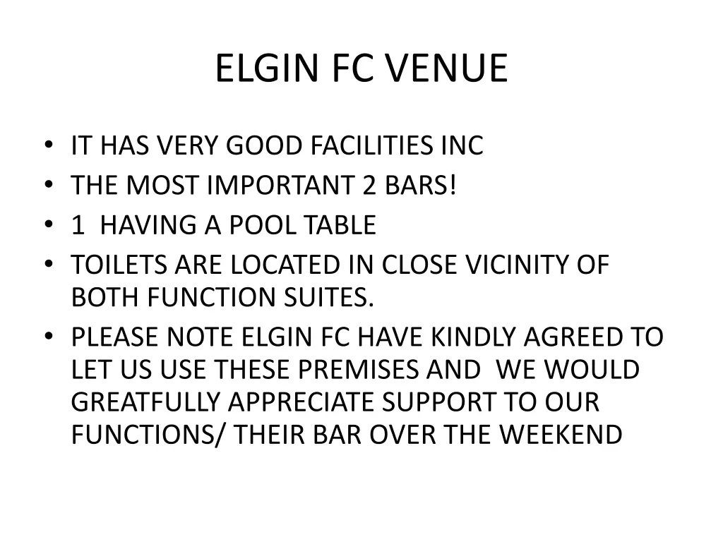 elgin fc venue