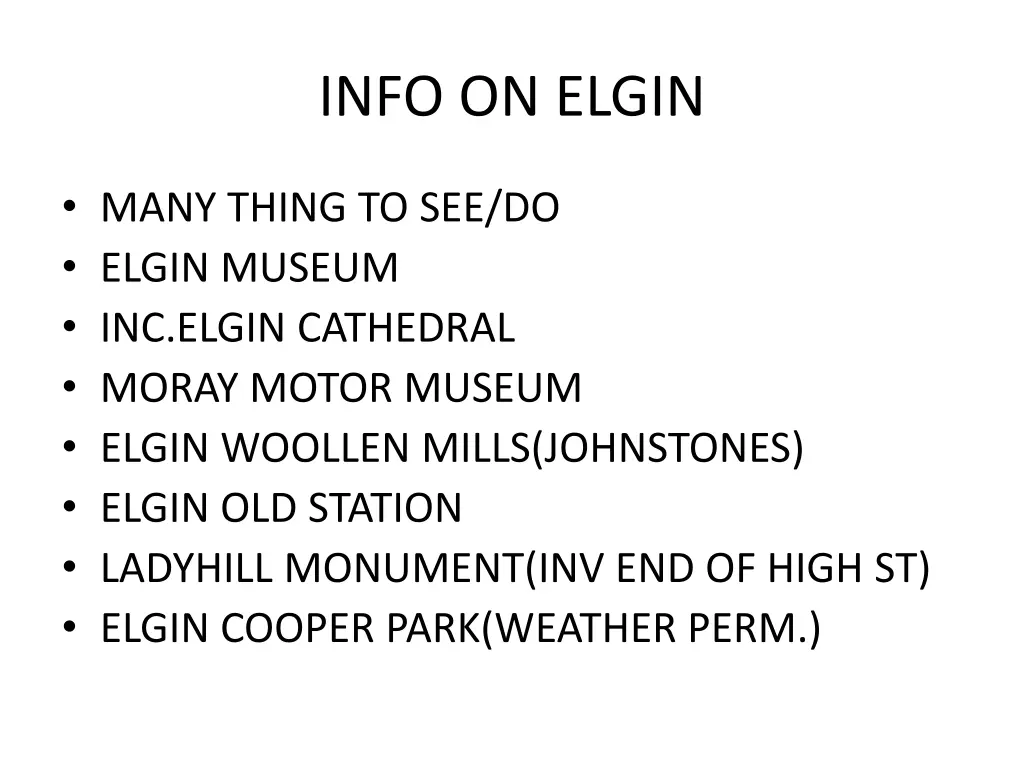 info on elgin