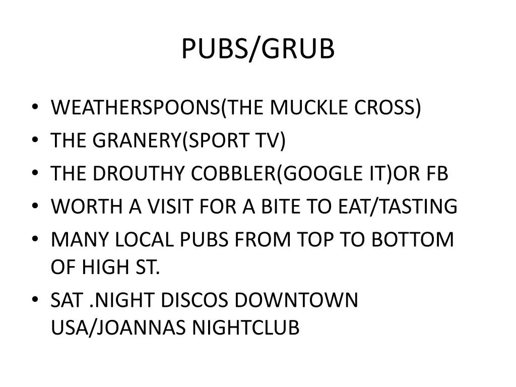 pubs grub