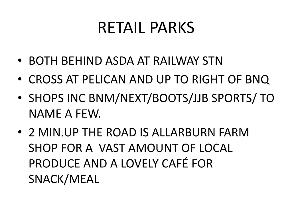 retail parks