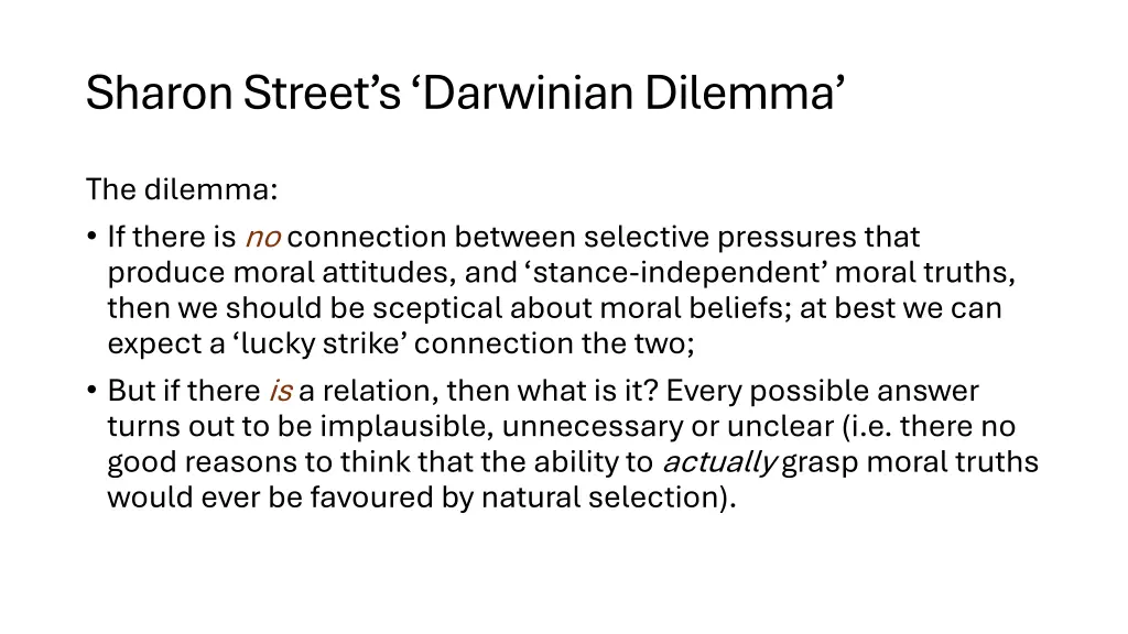 sharon street s darwinian dilemma 1
