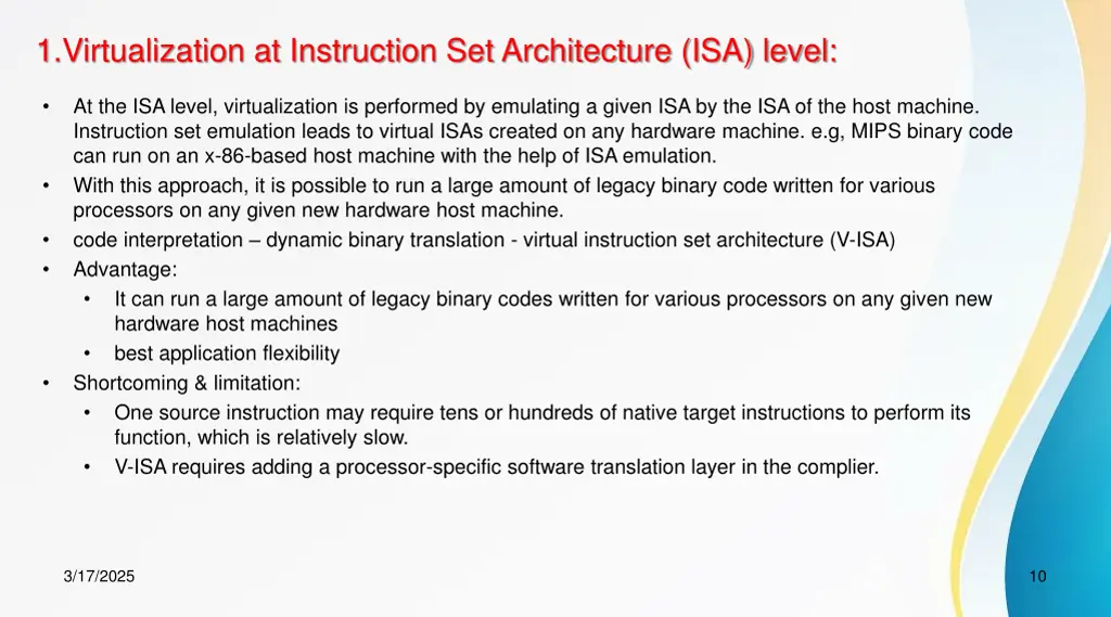 1 virtualization at instruction set architecture