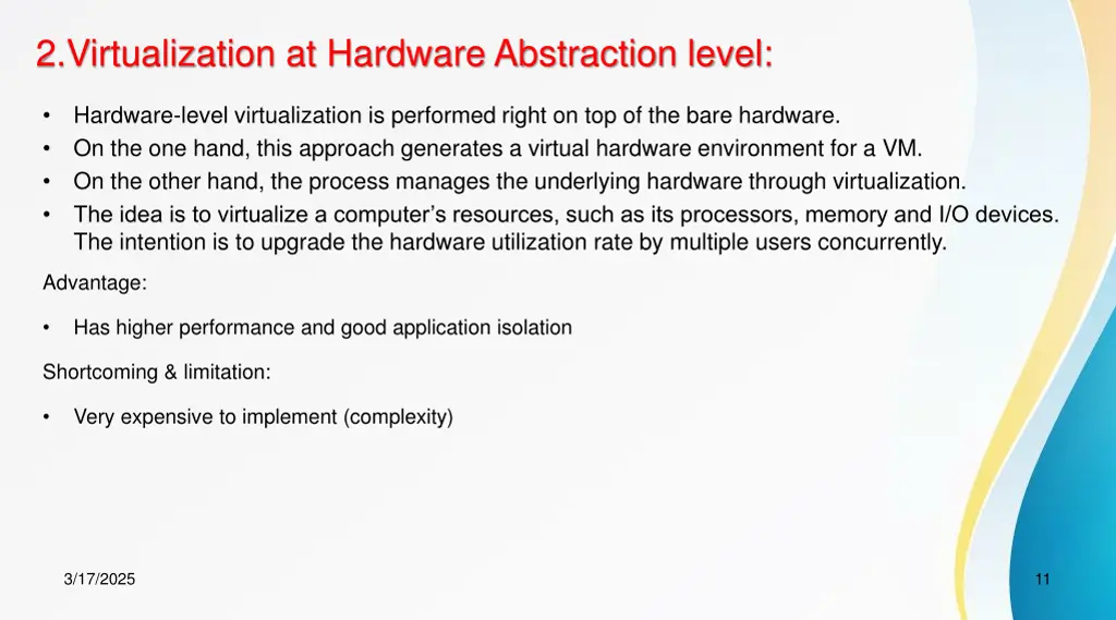 2 virtualization at hardware abstraction level