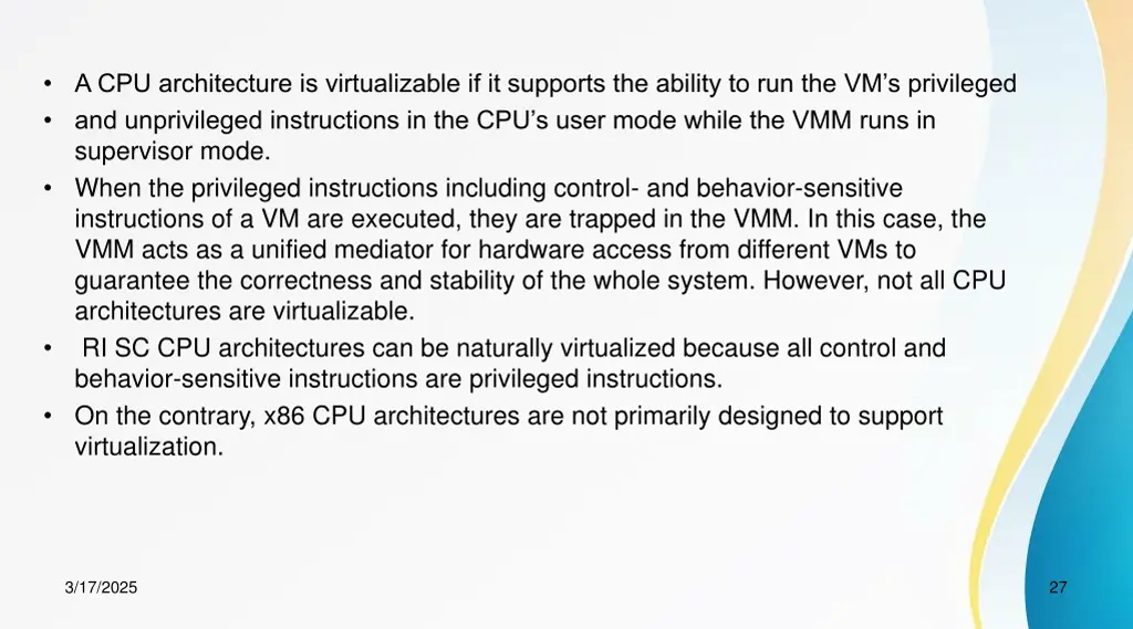 a cpu architecture is virtualizable