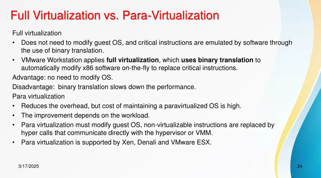 full virtualization vs para virtualization