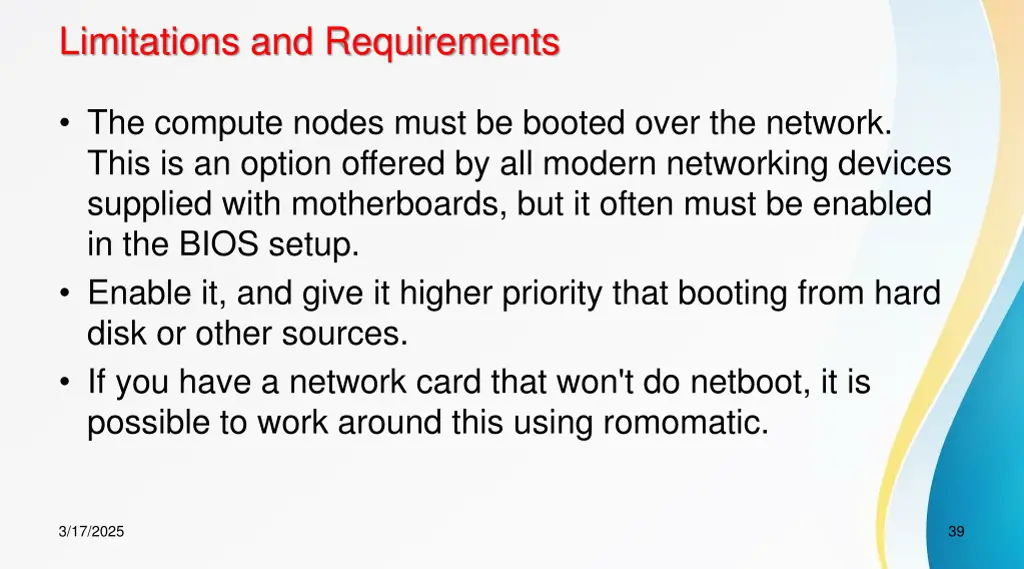 limitations and requirements