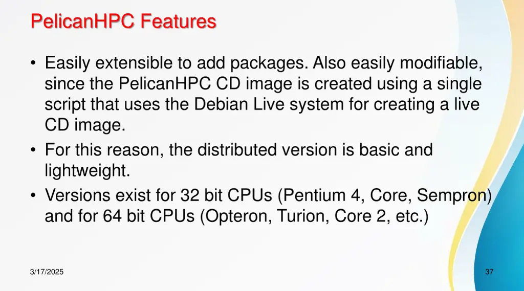 pelicanhpc features 2