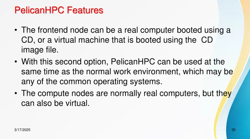 pelicanhpc features