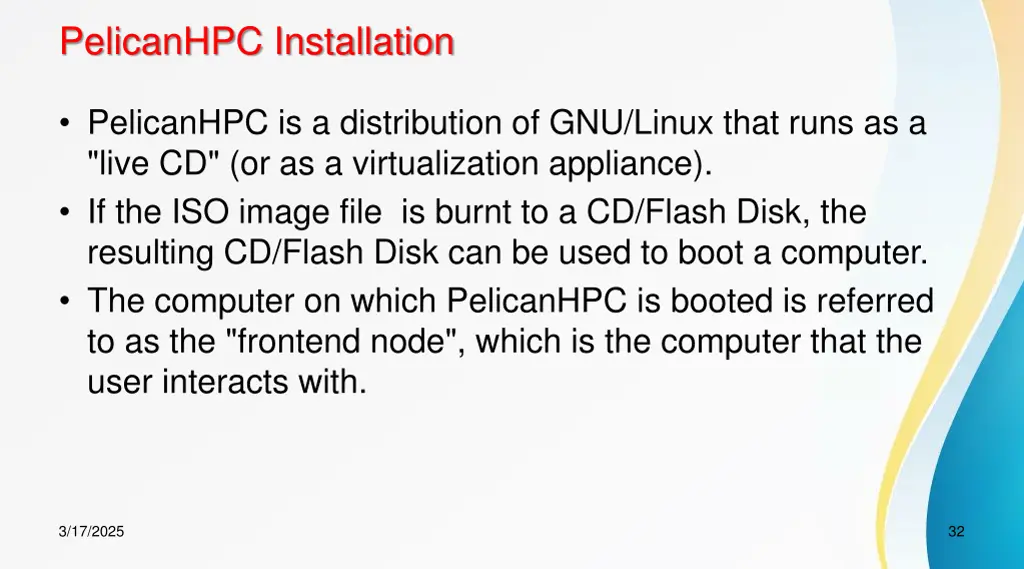 pelicanhpc installation