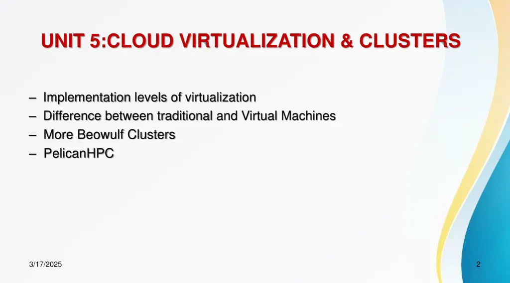 unit 5 cloud virtualization clusters