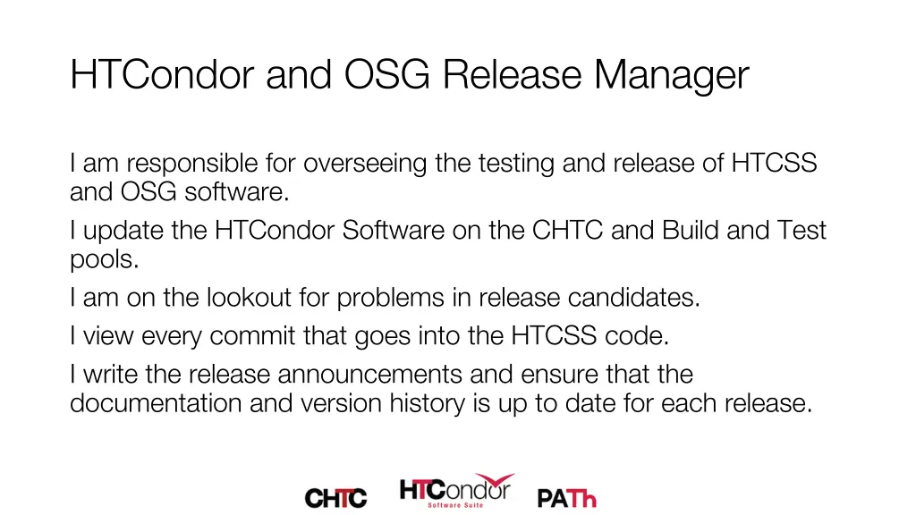 htcondor and osg release manager
