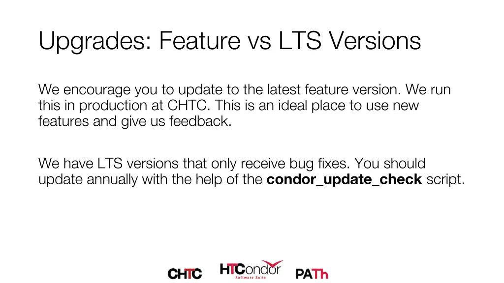 upgrades feature vs lts versions