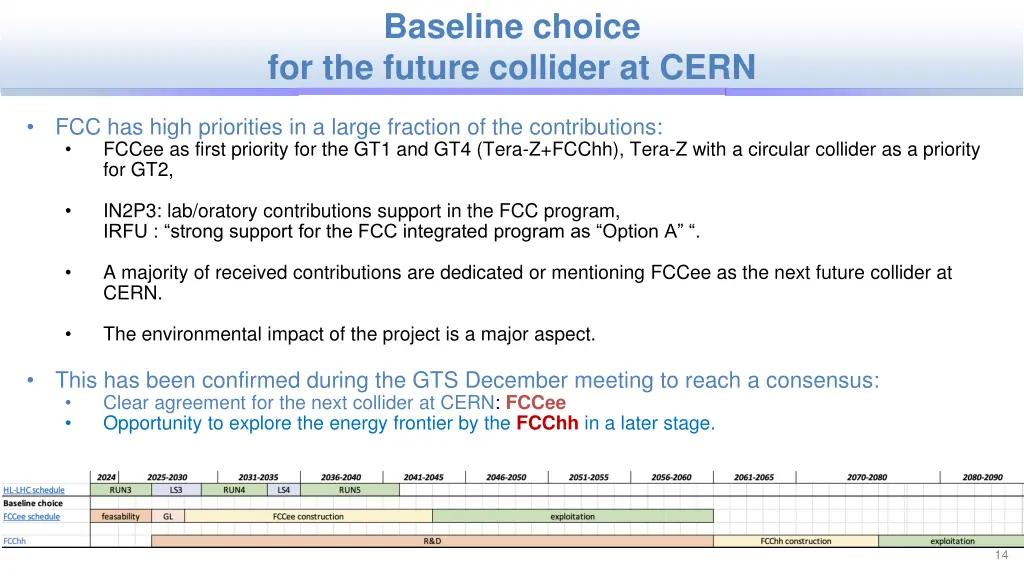 baseline choice for the future collider at cern