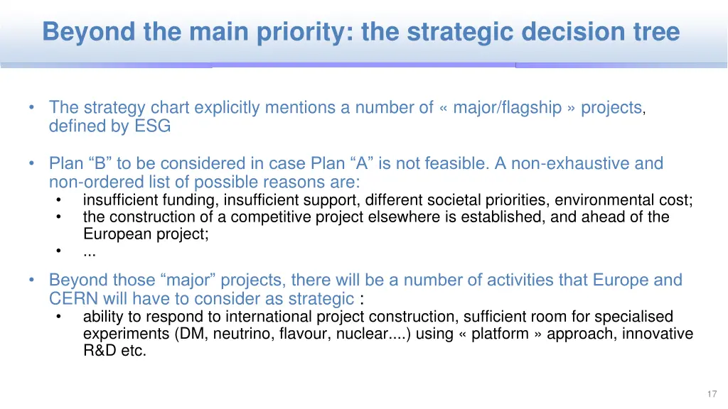 beyond the main priority the strategic decision
