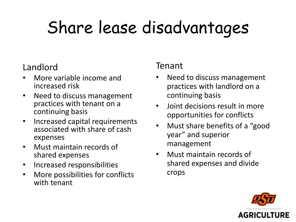 share lease disadvantages