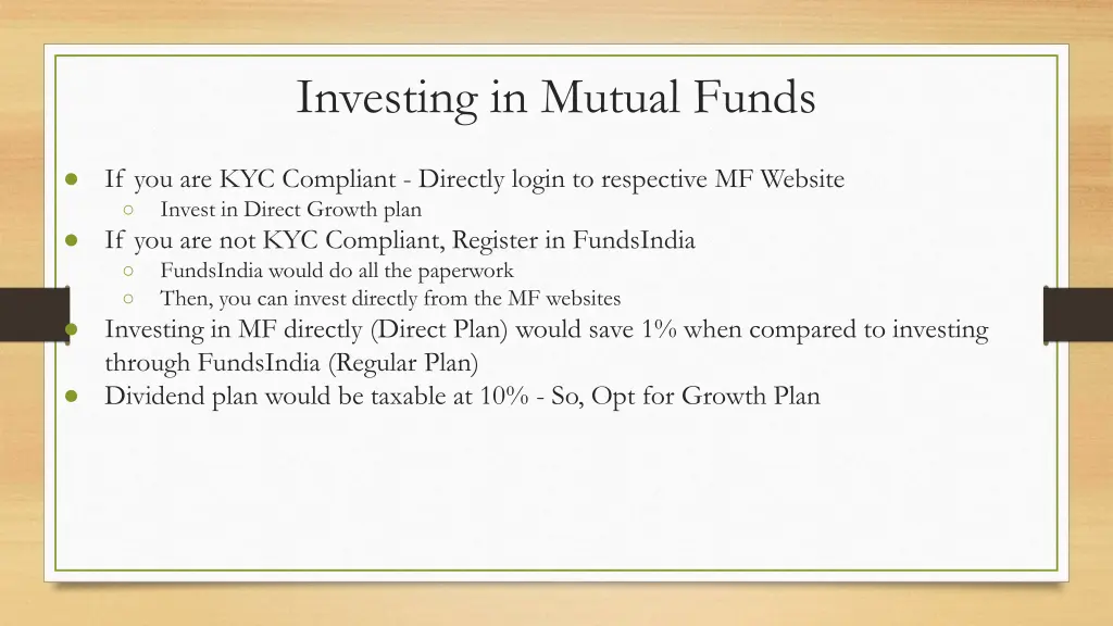 investing in mutual funds