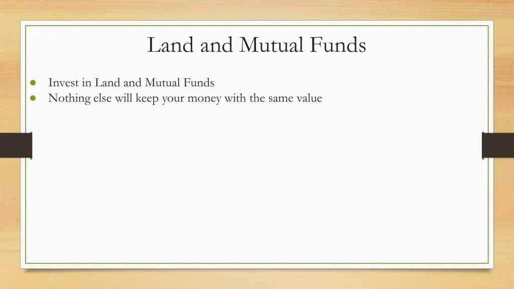 land and mutual funds