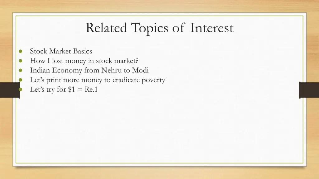 related topics of interest