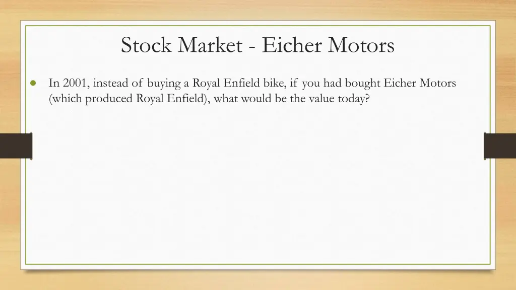 stock market eicher motors