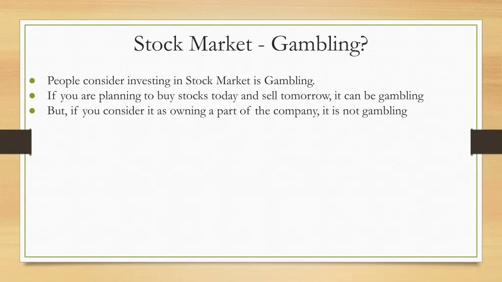 stock market gambling