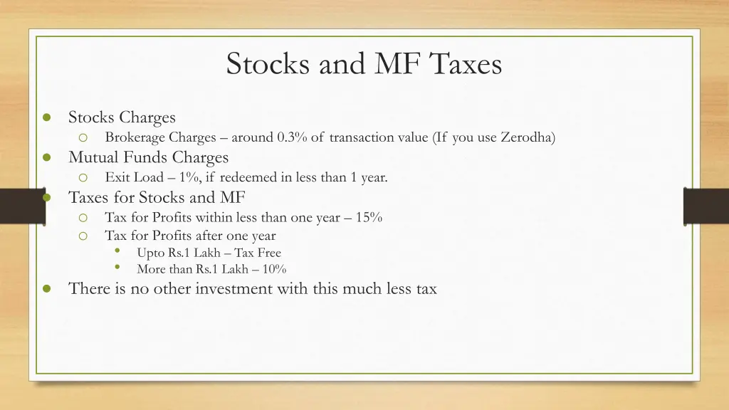 stocks and mf taxes