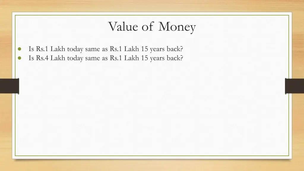 value of money 1