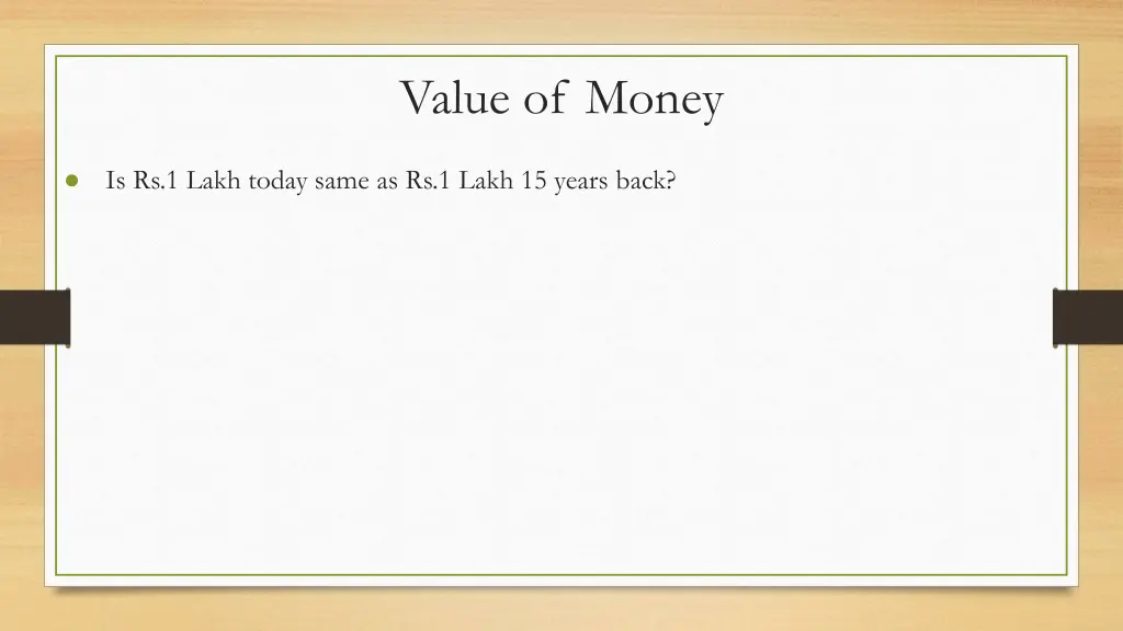 value of money