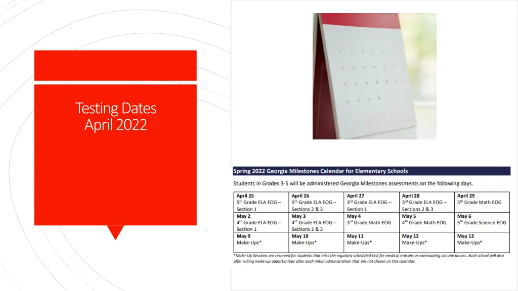 testing dates april 2022
