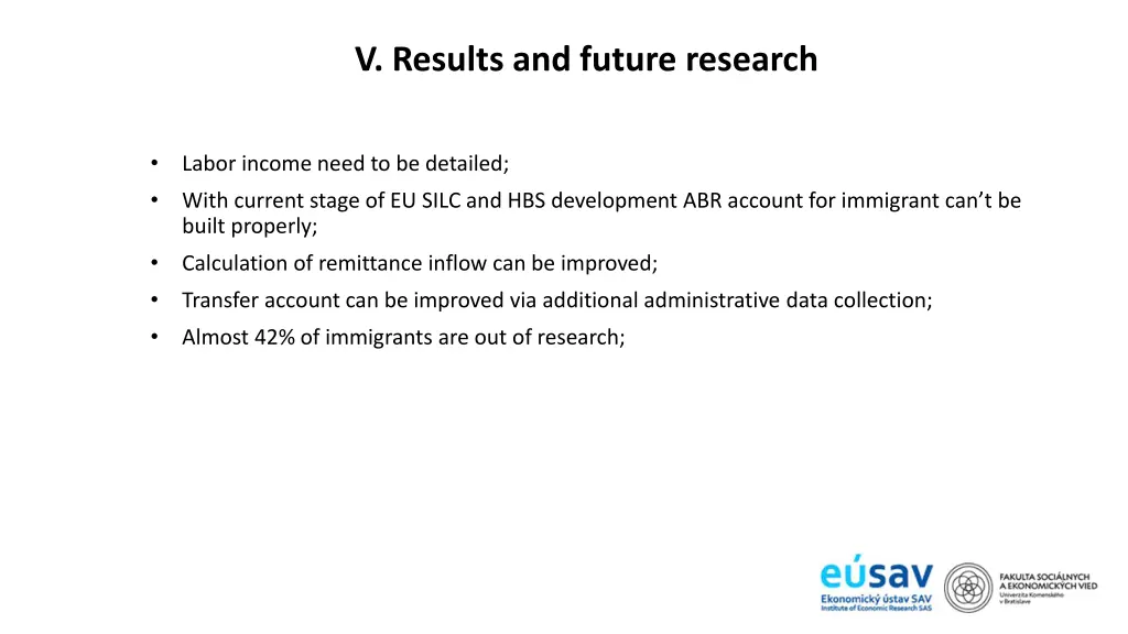 v results and future research 5