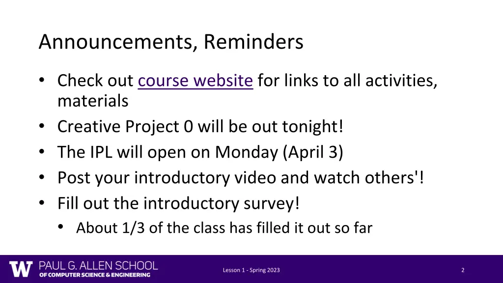 announcements reminders