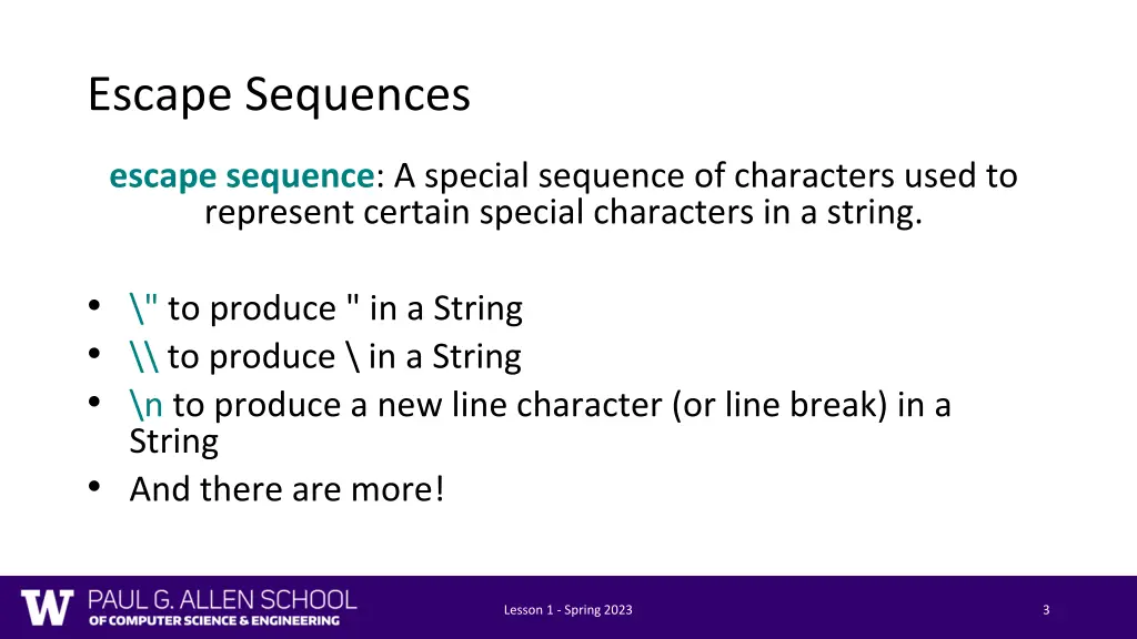 escape sequences