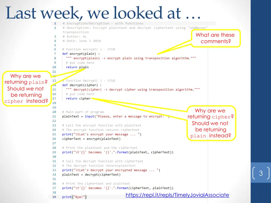 last week we looked at