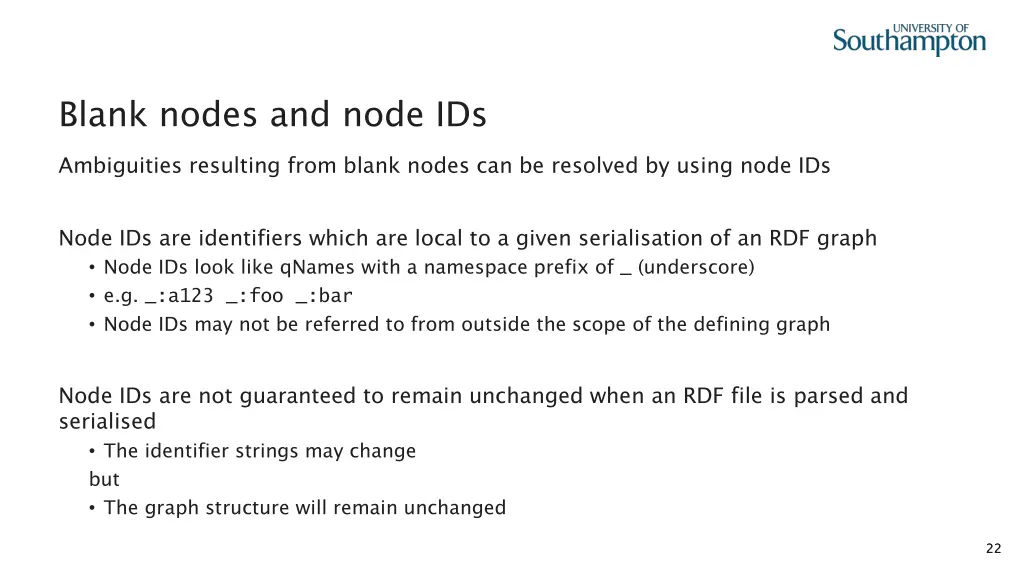 blank nodes and node ids