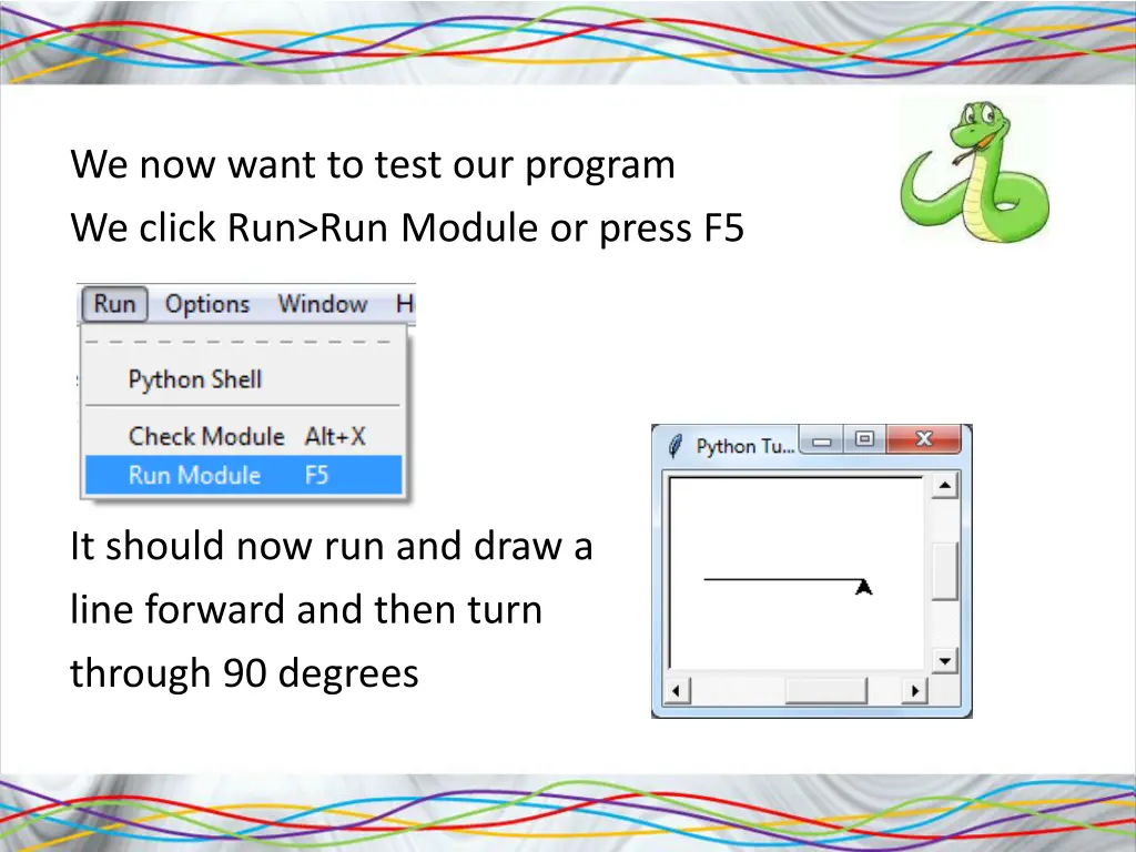 we now want to test our program we click