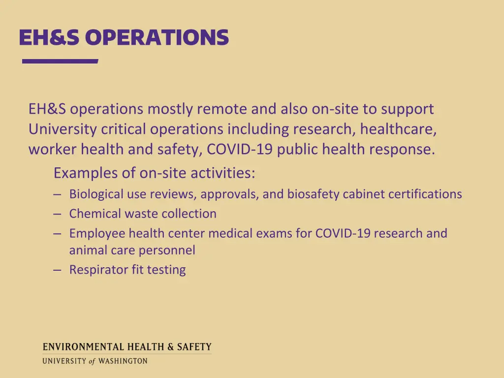 eh s operations