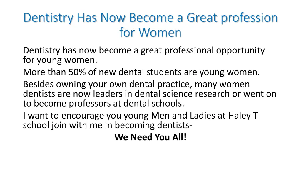 dentistry has now become a great profession