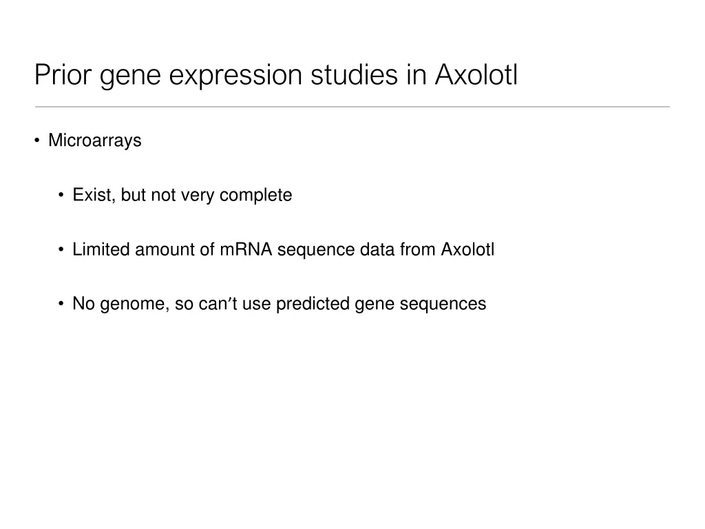 prior gene expression studies in axolotl