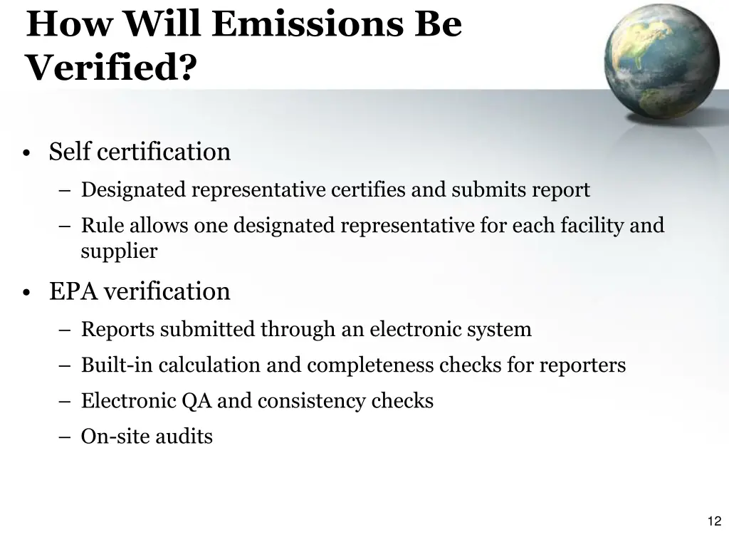 how will emissions be verified