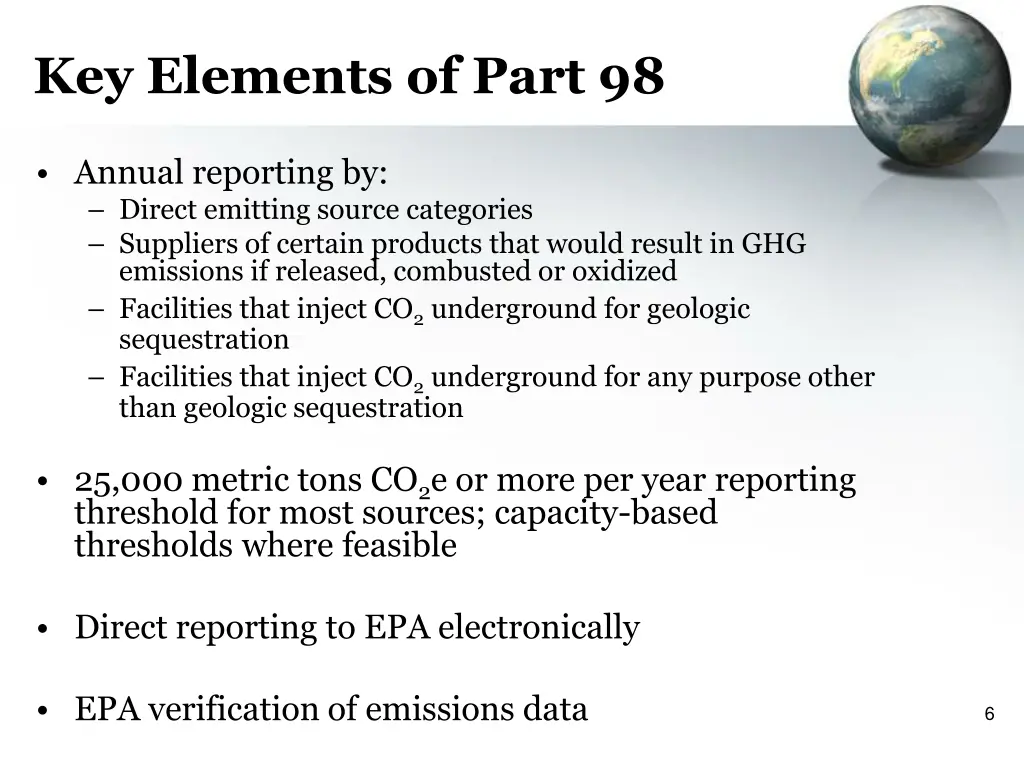 key elements of part 98