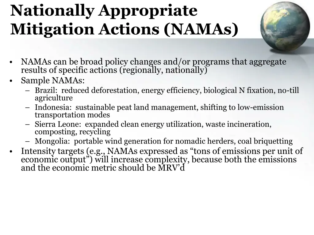 nationally appropriate mitigation actions namas