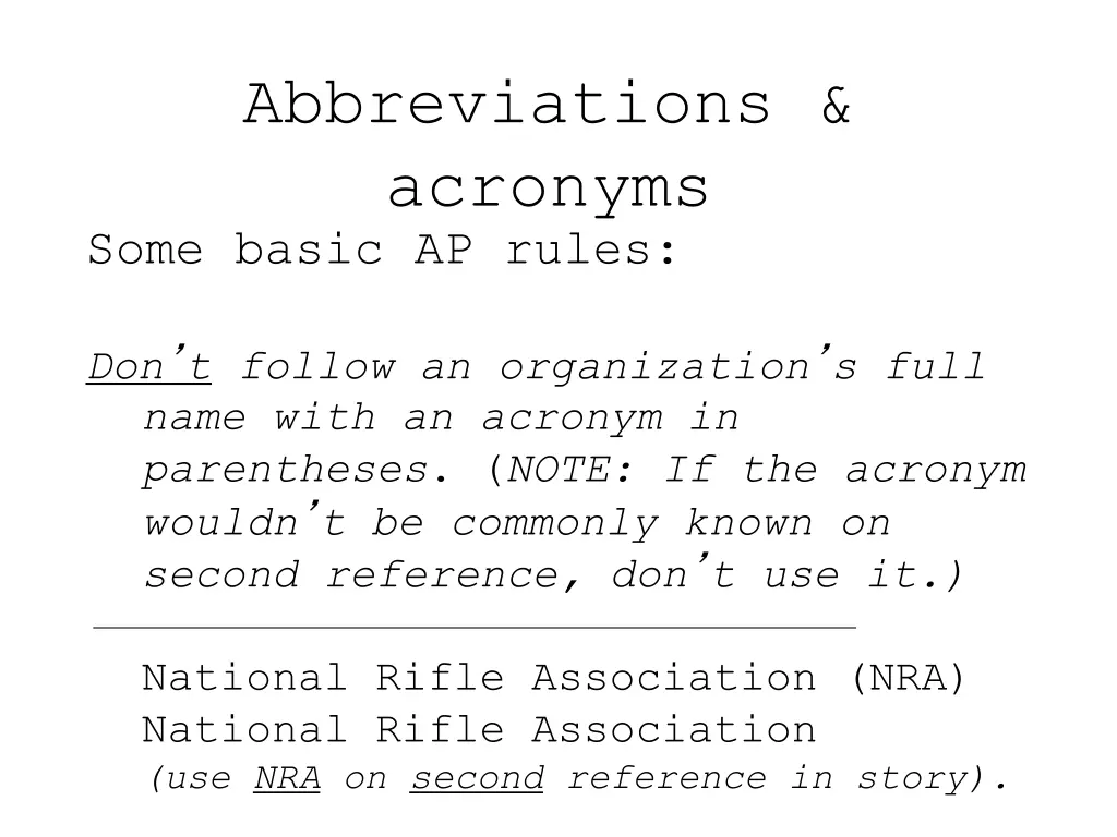abbreviations acronyms some basic ap rules