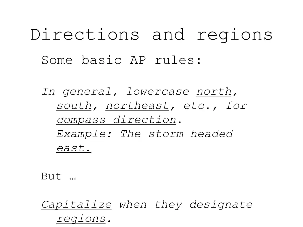 directions and regions 1