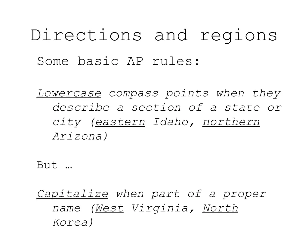 directions and regions 2